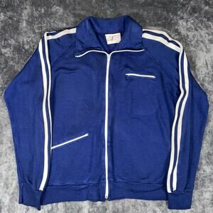 Vintage Performers Deluxe Track Jacket Blue White Stripes Zip Up USA Slim Fit